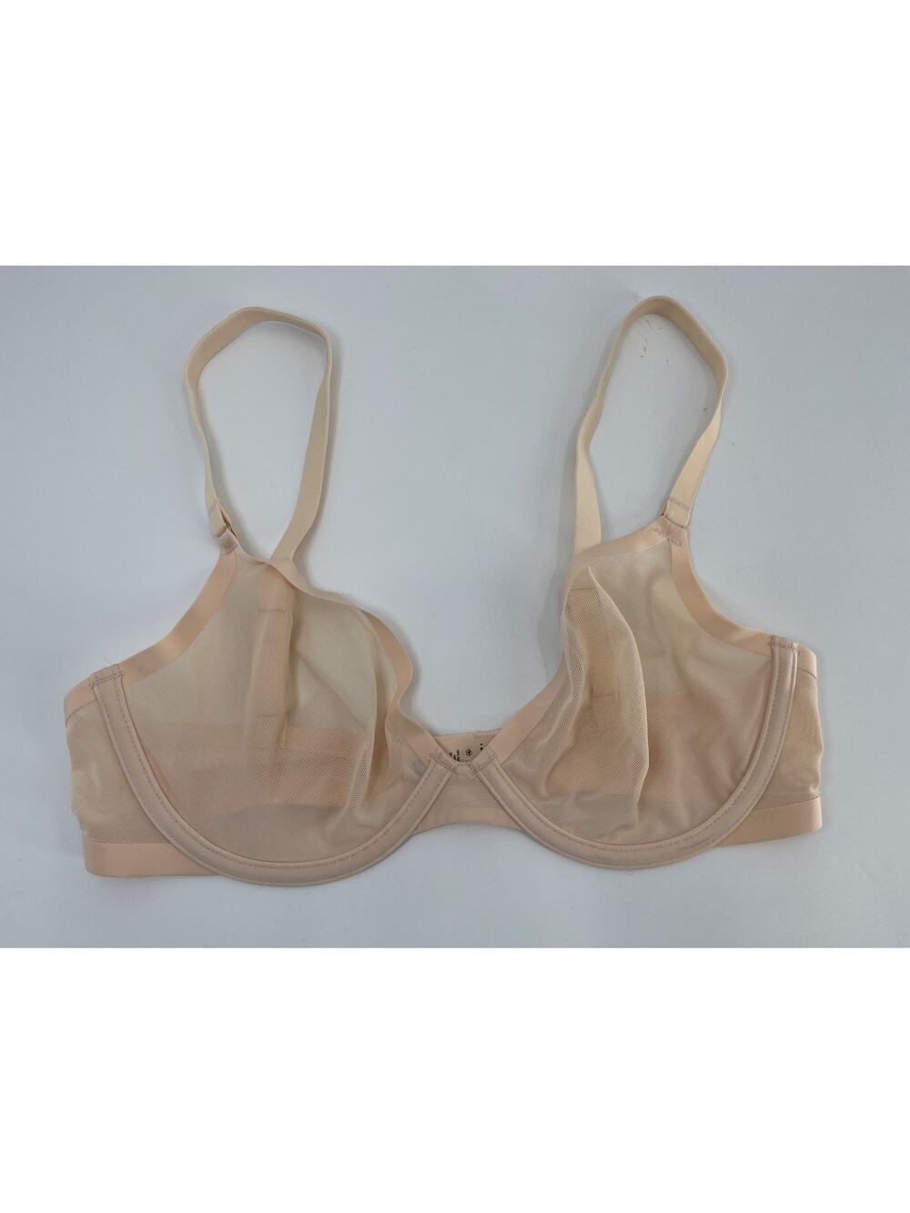 Cuup The Plunge Mesh Bra Sz 32D Sand Beige Underwire Sheer